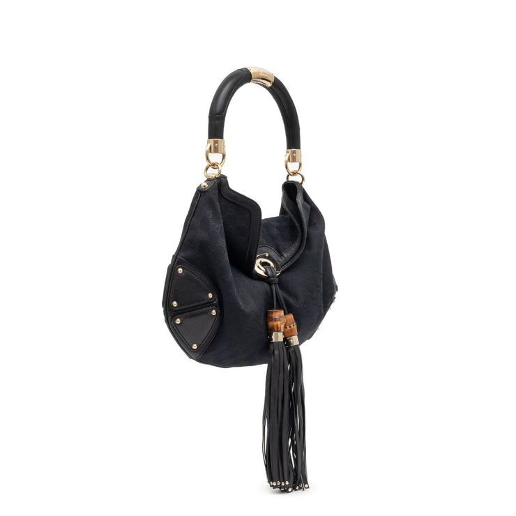 Gucci
Black Monogram GG Canvas Indy Gold and Bamboo