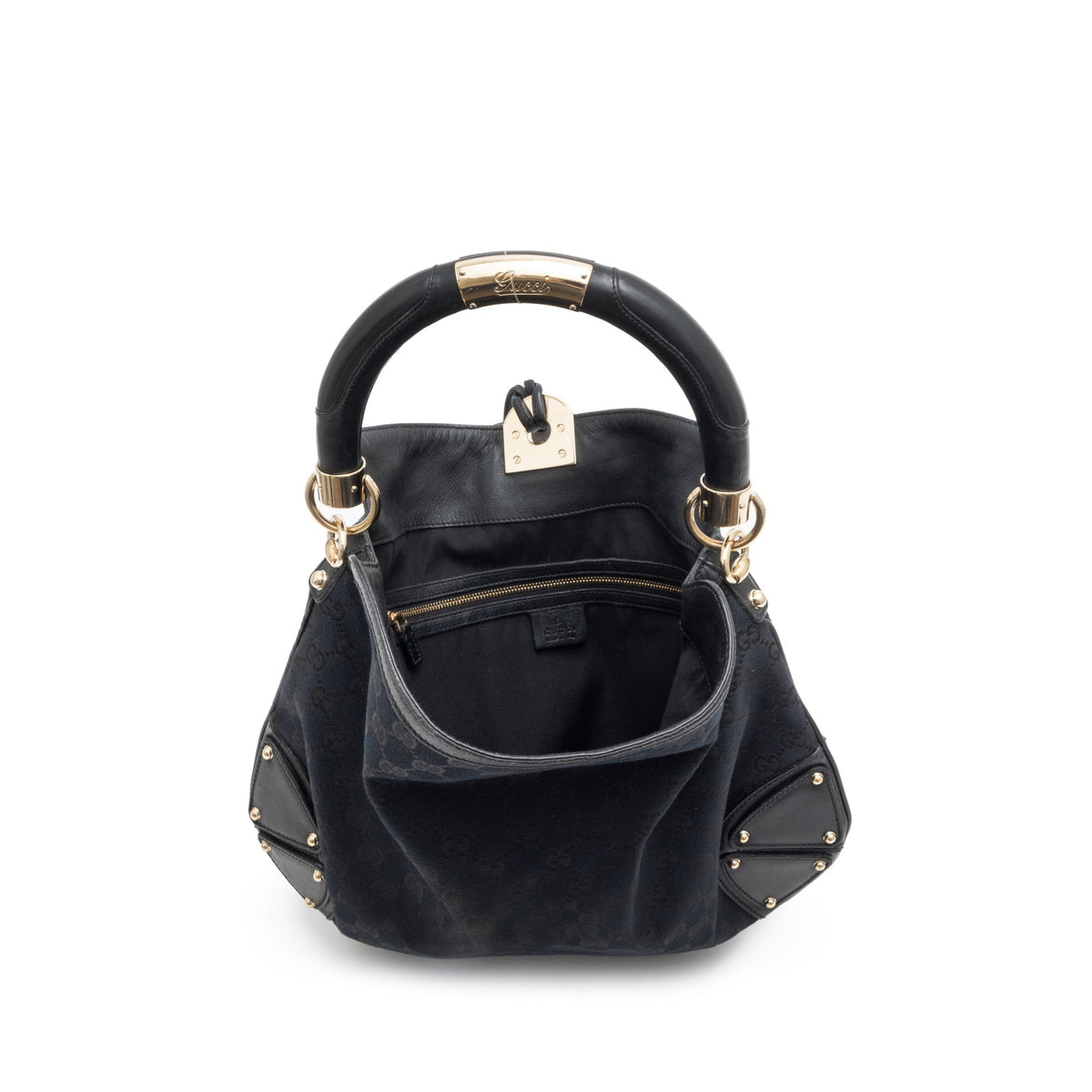 Gucci
Black Monogram GG Canvas Indy Gold and Bamboo