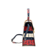 Gucci
Red, Blue, and White Python Large Borsa Sylvie Bag Gold Hardware