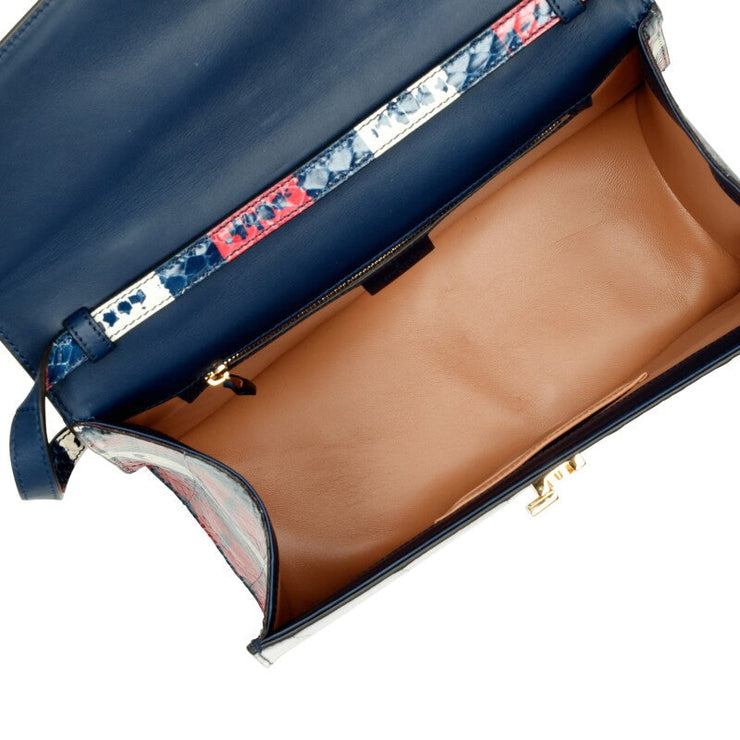 Gucci
Red, Blue, and White Python Large Borsa Sylvie Bag Gold Hardware