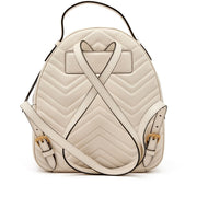 Gucci
White Calfskin Matelasse Animal Studs GG Marmont Dome Backpack Gold Hardware