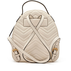 Gucci
White Calfskin Matelasse Animal Studs GG Marmont Dome Backpack Gold Hardware