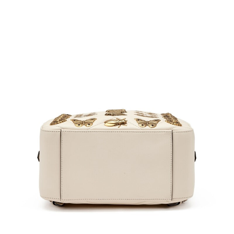 Gucci
White Calfskin Matelasse Animal Studs GG Marmont Dome Backpack Gold Hardware