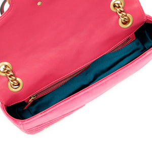 Gucci
Pink Quilted Embroidered Velvet Medium Blind for Love Flap Gold Hardware