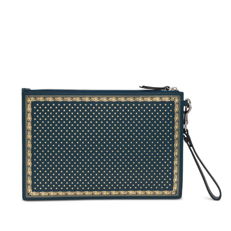 Gucci
SEGA Green and Gold Calfskin GUCCY Wristlet Pouch Silver Hardware