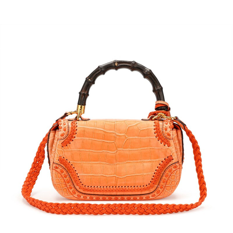 Gucci
Orange Crocodile Whipstitch Medium New Bamboo 1921 Top Handle Bag Gold Hardware, 2011
