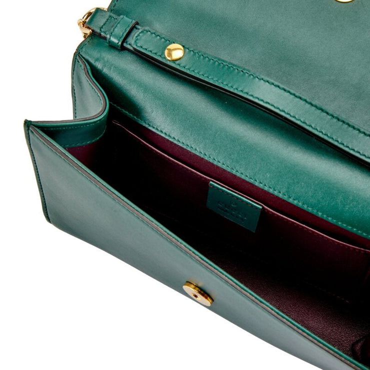 Gucci
Green Leather Mini Zumi Flap Bag Gold and Silver Hardware