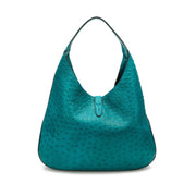 Gucci
Teal Ostrich Large Jackie Hobo Bag Silver Hardware