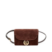 Gucci
Brown Suede Small GG Ring Shoulder Bag Gold Hardware