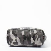 PRADA | BLACK AND GRAY CAMOUFLAGE PRINT CANVAS LIMITED EDITION SAFFIANO SOFT TOTE WITH PALLADIUM HARDWARE