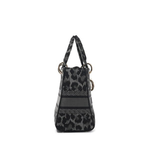 Christian Dior
Grey and Black Leopard Pattern Mizza Embroidery Medium Lady D-Lite Bag Pale Gold Hardware