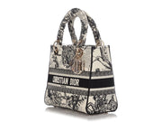 Christian Dior
Black and White Embroidered Toile de Jouy Zodiac Lady D-lite Gold Hardware