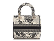 Christian Dior
Black and White Embroidered Toile de Jouy Zodiac Lady D-lite Gold Hardware