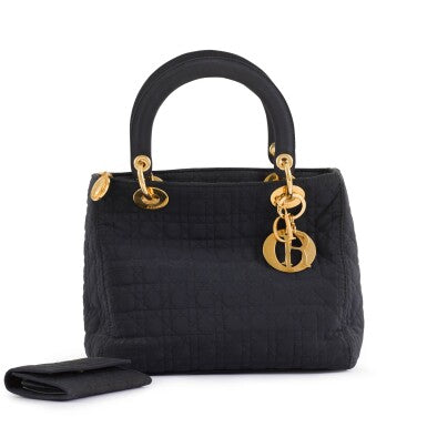 Dior Navy Cloth Cannage Medium Lady Dior Bag with Gold Hardware, circa 2001