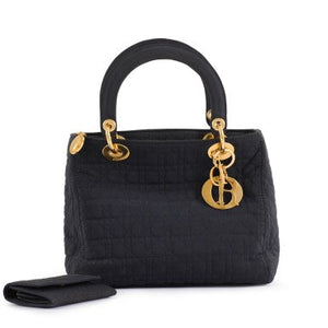 Dior Navy Cloth Cannage Medium Lady Dior Bag with Gold Hardware, circa 2001