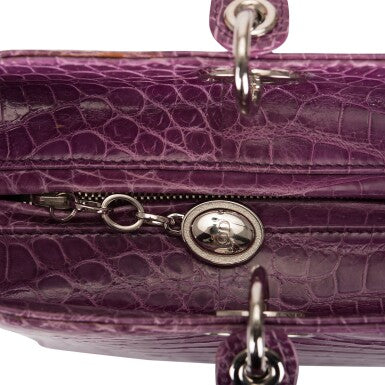 Christian Dior
Purple Shiny Crocodile Large Lady Dior Bag Silver Hardware