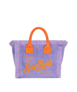 Borsa Colette in spugna viola con logo Saint Barth