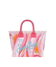 Borsa a mano Colette in tela di cotone multicolore con stampa onde