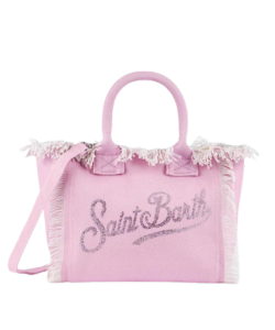 Borsa Colette in tela di cotone rosa con strass