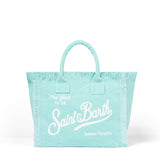 Borsa a mano Colette in tela di cotone verde acqua