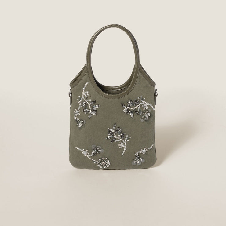 Borsa IVY in gabardine con ricami
