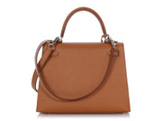 Hermès Gold Epsom and Jaune Ambre Verso Kelly Sellier 25 Palladium Hardware, 2021