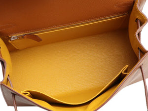 Hermès Gold Epsom and Jaune Ambre Verso Kelly Sellier 25 Palladium Hardware, 2021