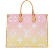 Louis Vuitton Light Pink and Yellow Giant Monogram Canvas and Raffia By the Pool Hawaii OnTheGo GM Gold Hardware, 2021