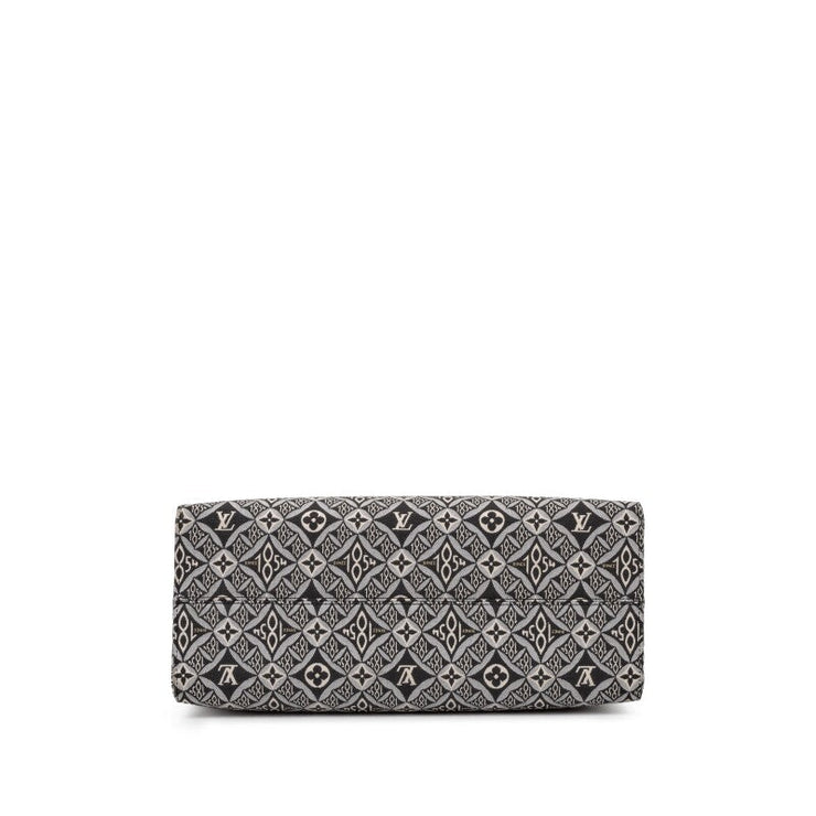 Louis Vuitton Black and White Jacquard and Calfskin Since 1854 On The Go GM Tote Gold Hardware, 2020