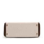 Hermès Vert Olive Barenia and Ecru Toile Retourne Kelly 32 Gold Hardware, 2002