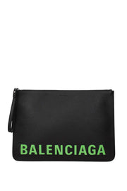 BALENCIAGA Pochette Pelle Nero Verde Fluo